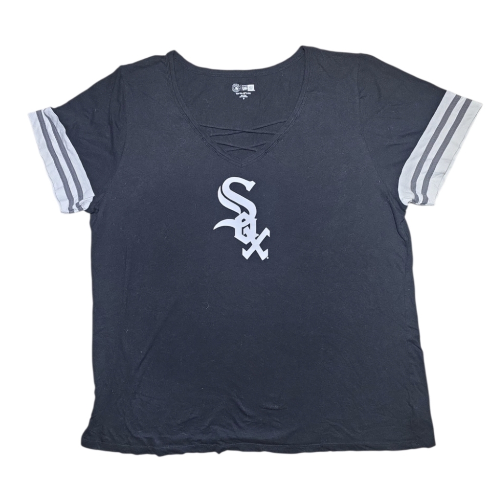 NEW ERA Chicago White Sox Black & White Women's Size 2XL T Shirt